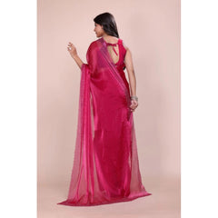 Generic Women's Jimmy choo Embellished Bollywood Saree With Unstitched Blouse 5.5Mtr (Red)