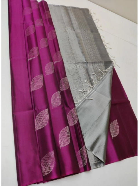Women's Litchi silk Printed Saree With Unstitched Blouse (Pink)