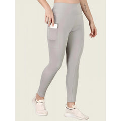 Generic Women's Polyester Solid Ankle length High Waisted Tights (Grey)