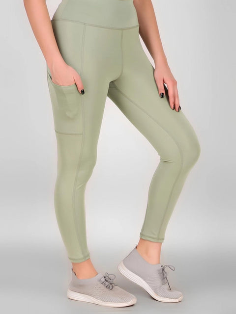 Generic Women's Polyester Solid Ankle length High Waisted Tights (Sea Green)