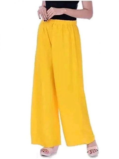 Generic Women's Casual Rayon Solid Ankle Length Palazzo (Yellow , Free Size)