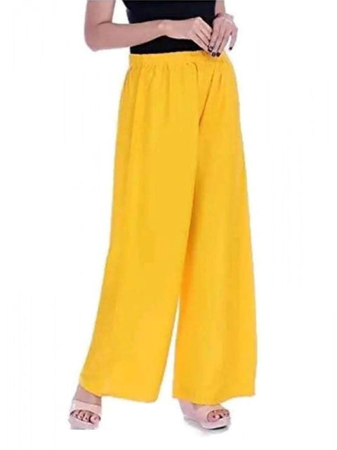 Generic Women's Casual Rayon Solid Ankle Length Palazzo (Yellow , Free Size)