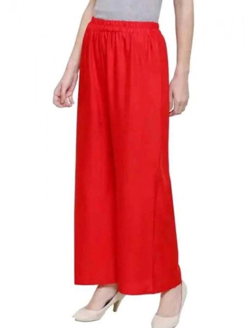 Generic Women's Casual Rayon Solid Ankle Length Palazzo (Red, Free Size)