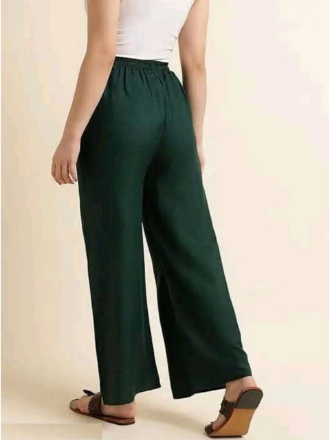Generic Women's Casual Rayon Solid Ankle Length Palazzo (Green, Free Size)