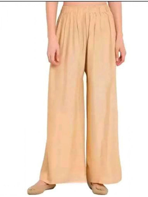 Generic Women's Casual Rayon Solid Ankle Length Palazzo (Golden , Free Size)