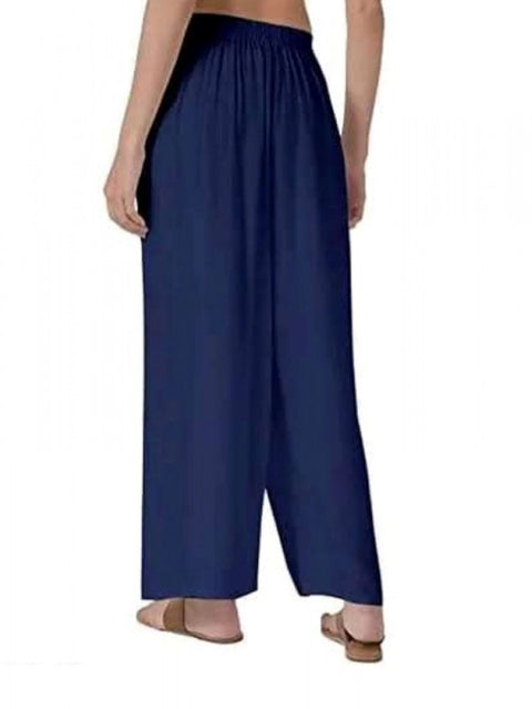 Generic Women's Casual Rayon Solid Ankle Length Palazzo (Navy Blue , Free Size)