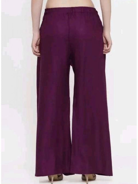 Generic Women's Casual Rayon Solid Ankle Length Palazzo (Purple, Free Size)