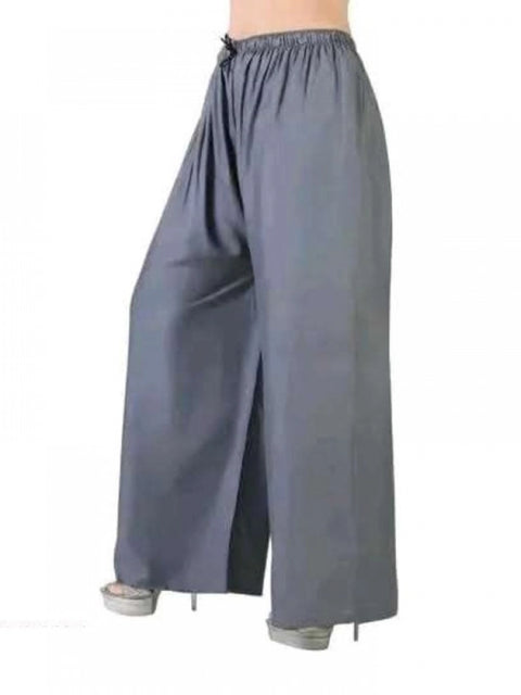 Generic Women's Casual Rayon Solid Ankle Length Palazzo (Grey, Free Size)