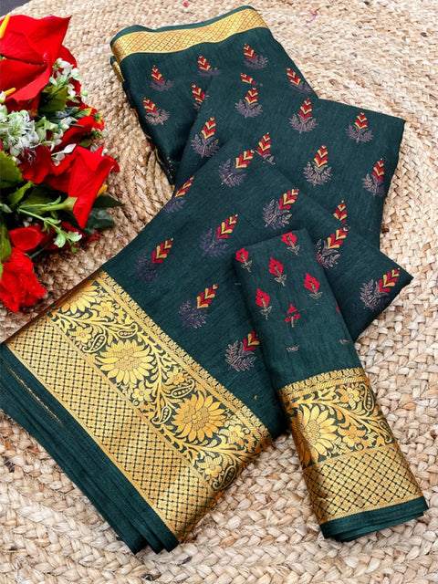 Women's Digital Dolla Silk Printed Saree With Unstitched Blouse 5.5Mtr (Green)