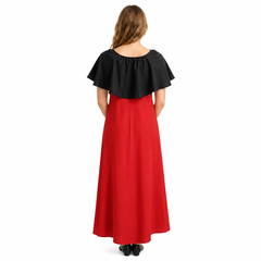 Women's Casual Crepe Cape Sleeve Dress (Black)