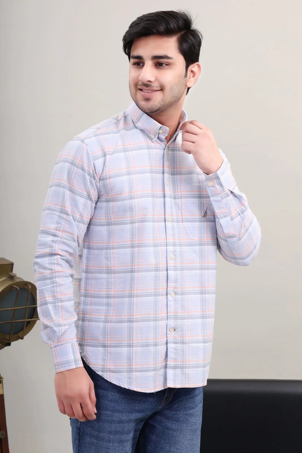 Checked line Cotton Shirt