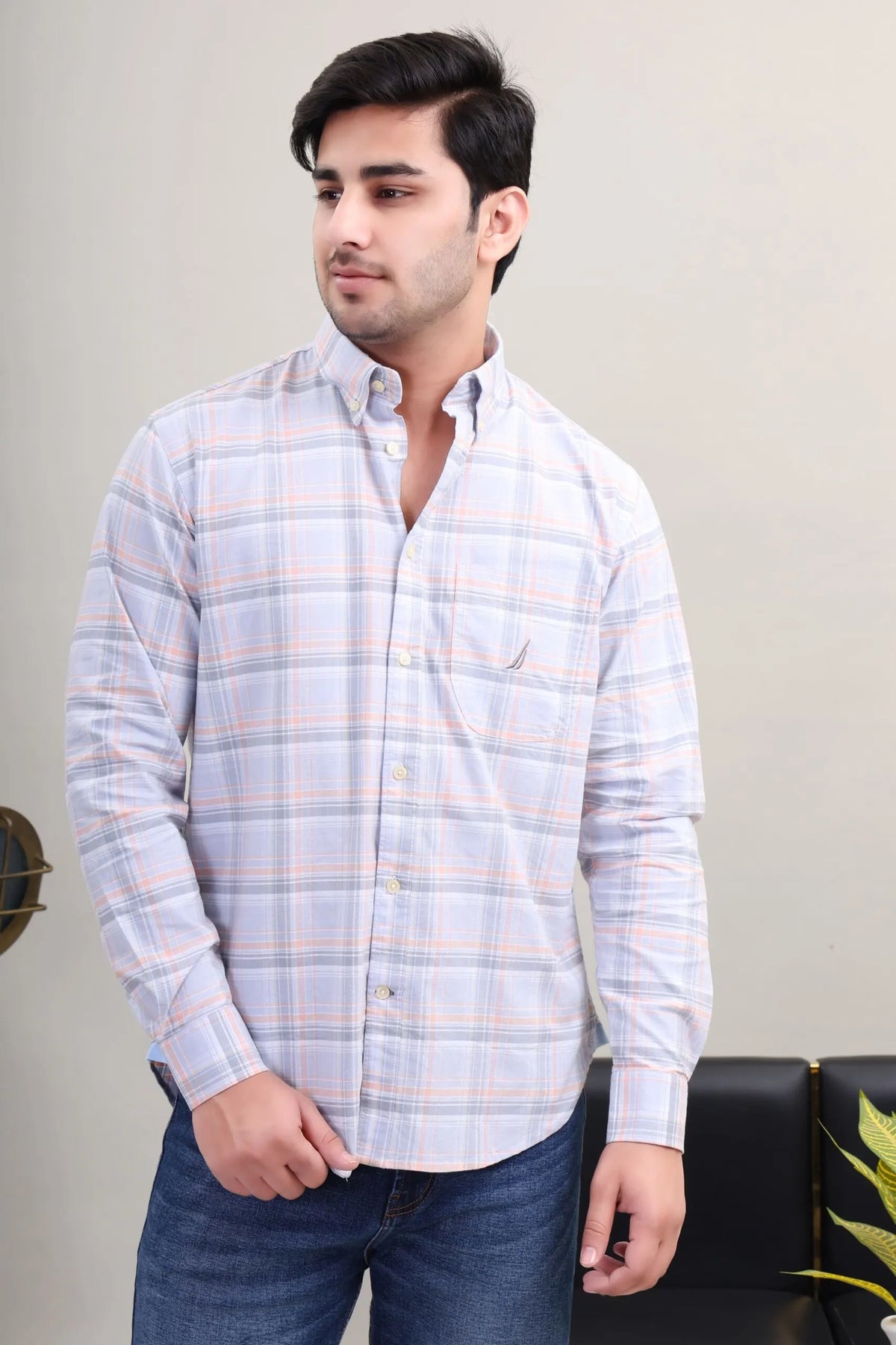 Checked line Cotton Shirt