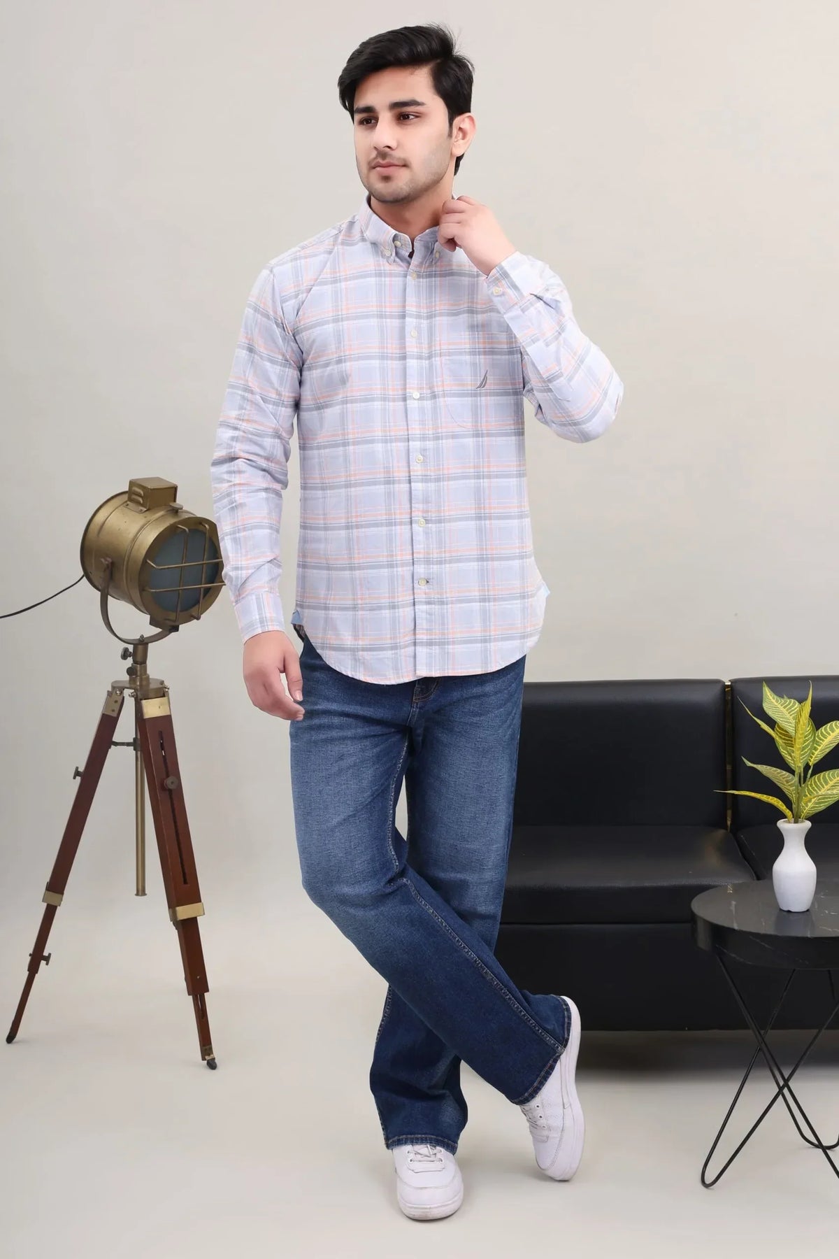 Checked line Cotton Shirt