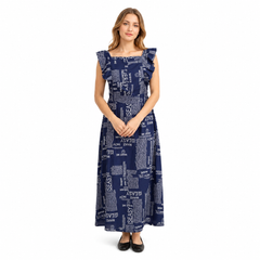 Women's Casual Crepe Sleeveless Dress (Blue)