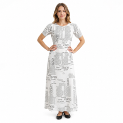 Women's Casual Crepe Half Sleeves Dress (White)