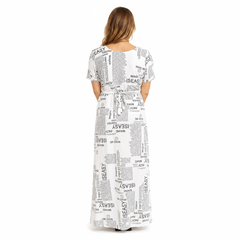 Women's Casual Crepe Half Sleeves Dress (White)