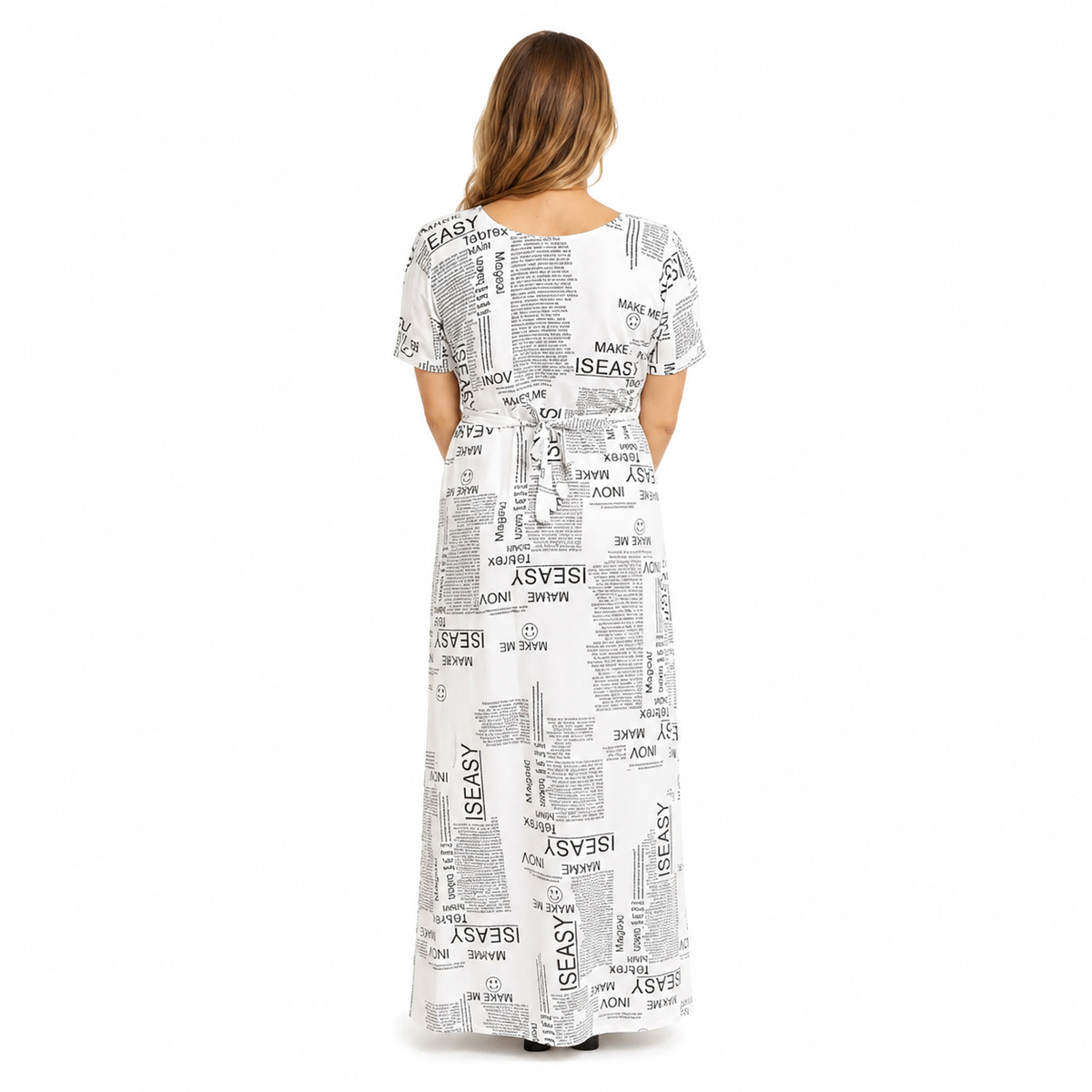 Women's Casual Crepe Half Sleeves Dress (White)