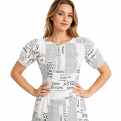 Women's Casual Crepe Half Sleeves Dress (White)