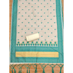 Women's Banarasi Silk Printed Unstitched Salwar Suit Material With Dupatta (Teal, 3Mtrs)