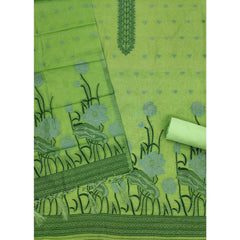 Women's Banarasi Silk Printed Unstitched Salwar Suit Material With Dupatta (Pista, 3Mtrs)