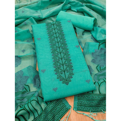 Women's Banarasi Silk Printed Unstitched Salwar Suit Material With Dupatta (sea Green, 3Mtrs)