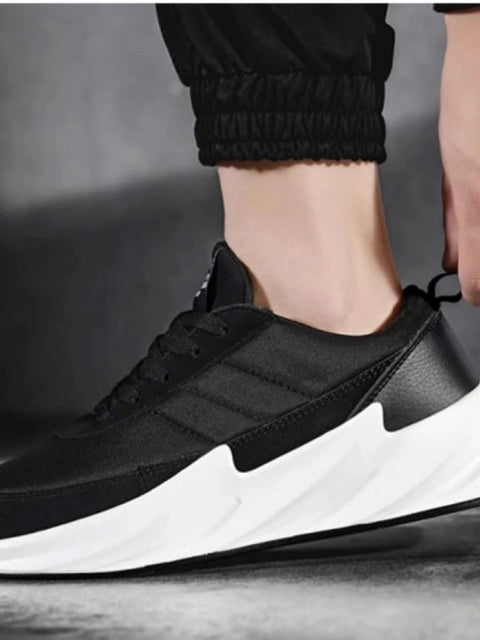 Generic Men's Casual Synthetic Lace-ups Casual Shoes (Black)