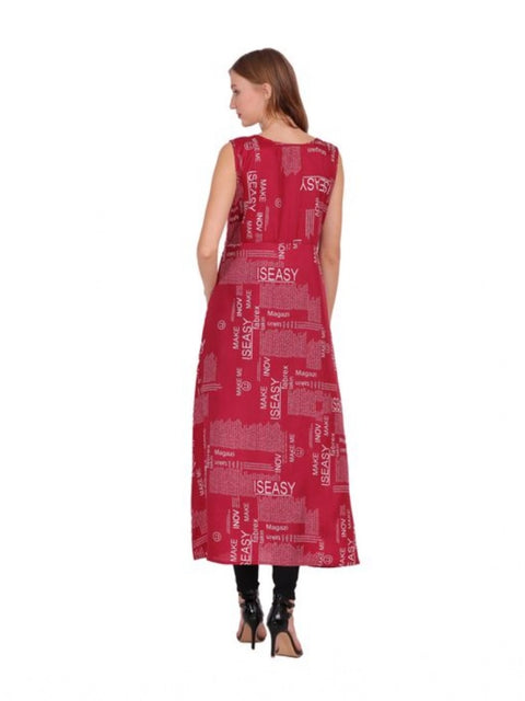 Generic Women's Casual Crepe Sleeveless Slit Dress (Maroon)