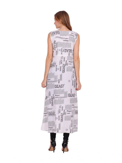 Generic Women's Casual Crepe Sleeveless Slit Dress (White)