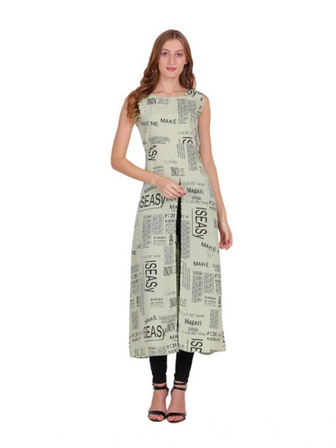 Generic Women's Casual Crepe Sleeveless Slit Dress (Light Green)
