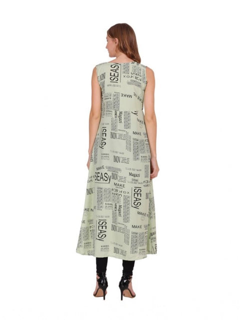 Generic Women's Casual Crepe Sleeveless Slit Dress (Light Green)