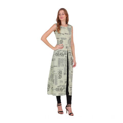 Generic Women's Casual Crepe Sleeveless Slit Dress (Light Green)