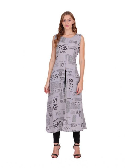 Generic Women's Casual Crepe Sleeveless Slit Dress (Light Grey)