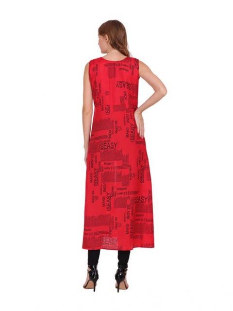 Generic Women's Casual Crepe Sleeveless Slit Dress (Red)