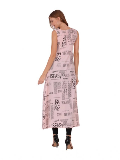 Generic Women's Casual Crepe Sleeveless Slit Dress (Light Pink)