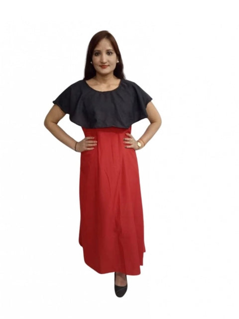 Generic Women's Casual Crepe Cape Sleeve Dress (Black)
