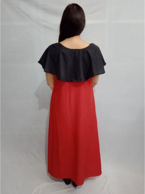 Generic Women's Casual Crepe Cape Sleeve Dress (Black)