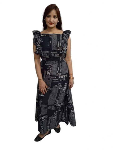 Generic Women's Casual Crepe Sleeveless Dress (Black)