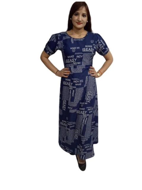 Generic Women's Casual Crepe Half Sleeves Dress (Blue)