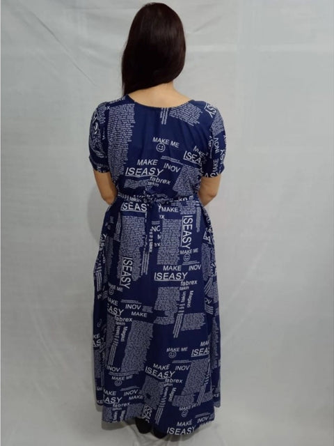 Generic Women's Casual Crepe Half Sleeves Dress (Blue)
