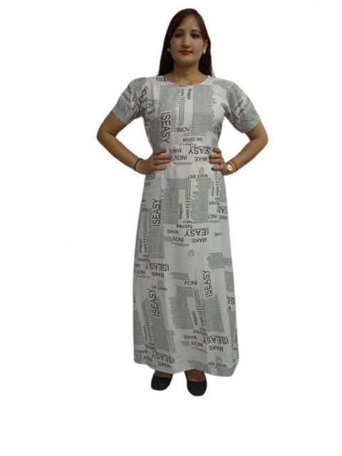 Generic Women's Casual Crepe Half Sleeves Dress (White)