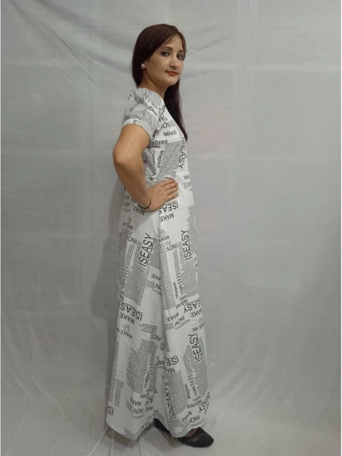 Generic Women's Casual Crepe Half Sleeves Dress (White)