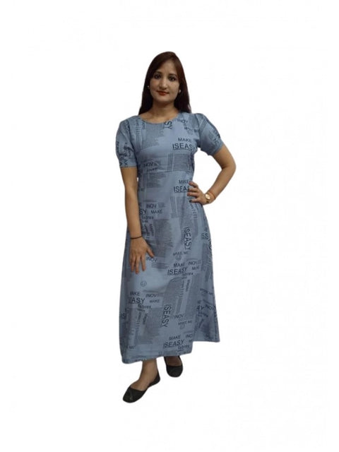 Generic Women's Casual Crepe Half Sleeves Dress (Grey)