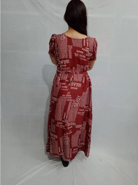 Generic Women's Casual Crepe Half Sleeves Dress (Maroon)