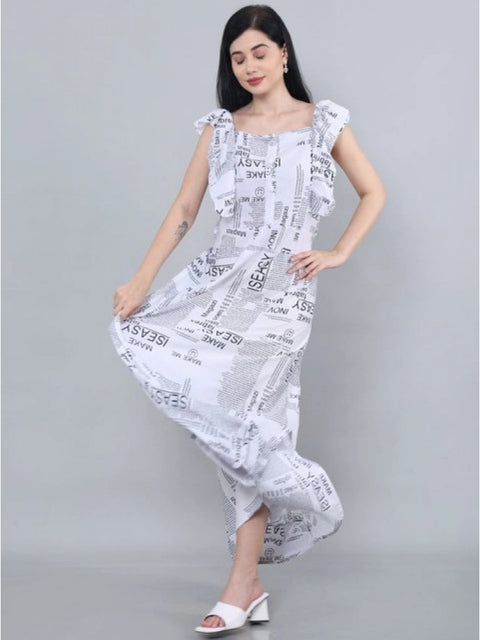 Generic Women's Casual Crepe Sleeveless Dress (White)