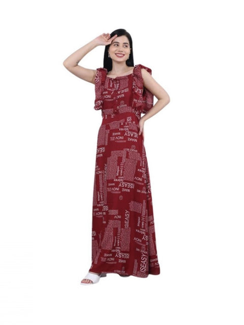 Generic Women's Casual Crepe Sleeveless Dress (Maroon)