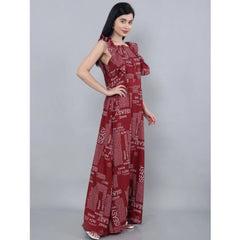 Generic Women's Casual Crepe Sleeveless Dress (Maroon)