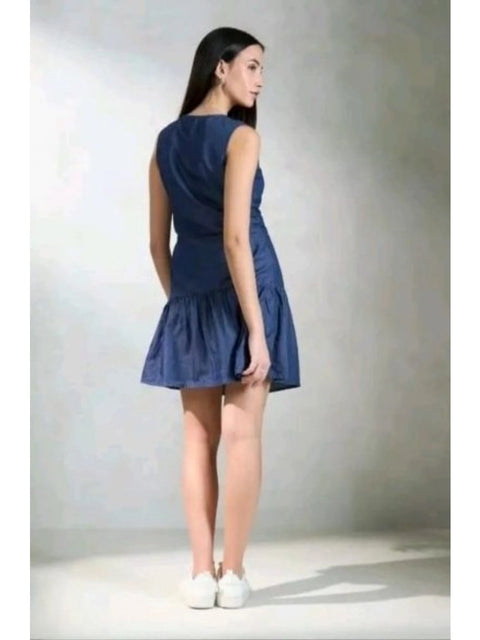 Generic Women's Casual Denim Sleeveless Dress (Blue)