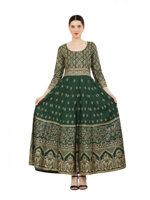 Generic Women's Casual Rayon 3-4th Sleeves Anarkali Kurti (Green)