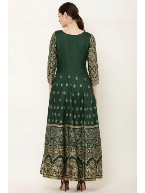Generic Women's Casual Rayon 3-4th Sleeves Anarkali Kurti (Green)