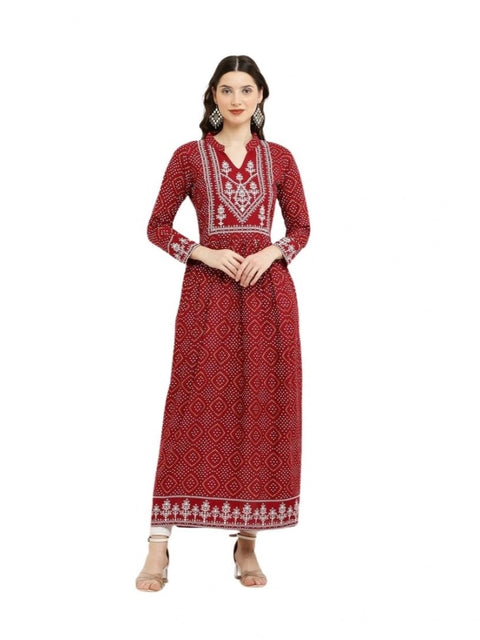 Generic Women's Casual Rayon Full sleeve Kurti (Maroon)